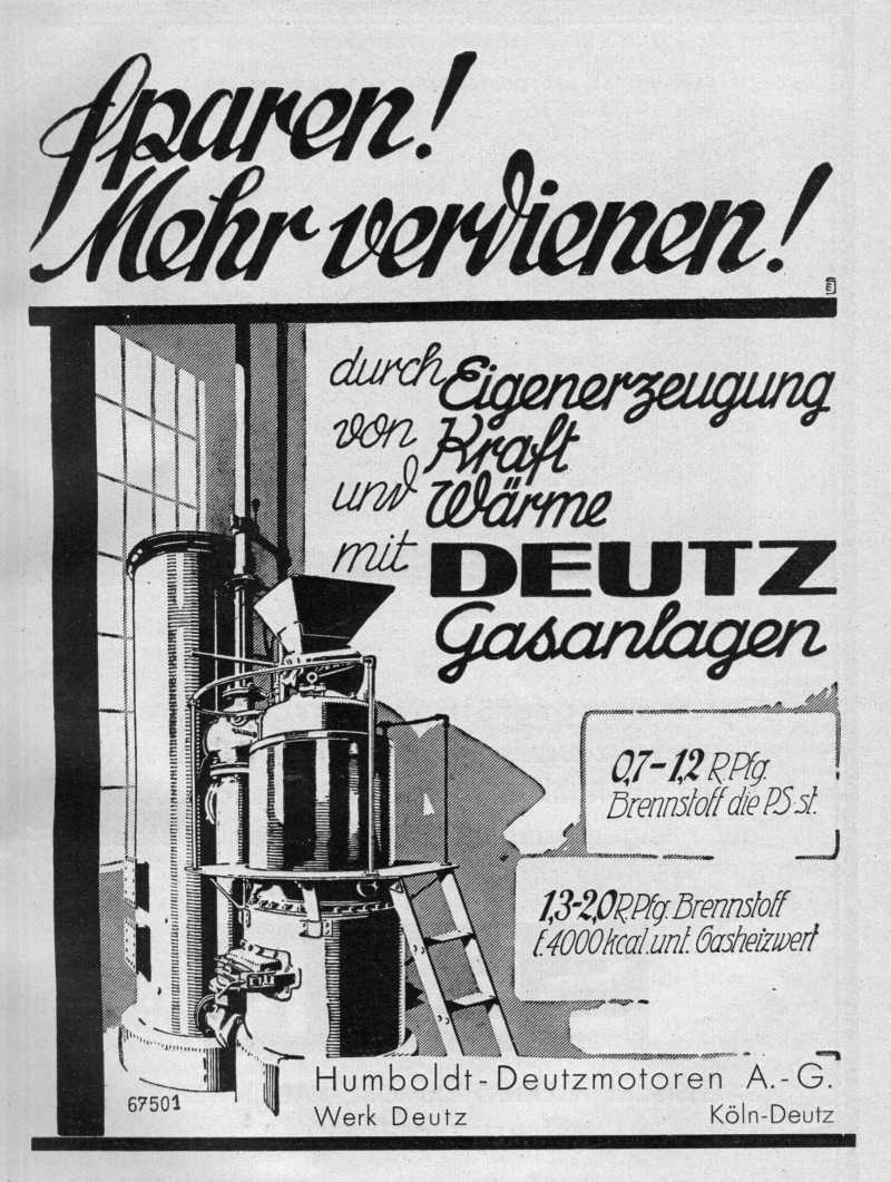 Humboldt-Deutz-Motoren AG: Anzeige Gasgeneratoren