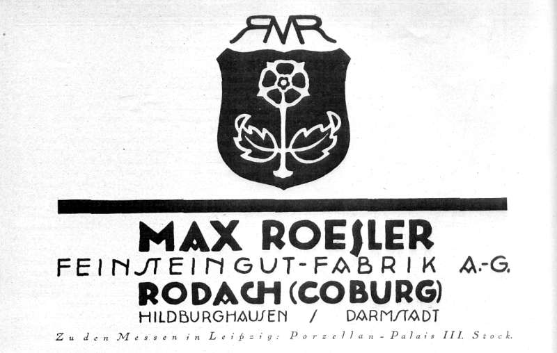 Max Roesler, Porzellanfabrik Akt.-Ges.: Anzeige