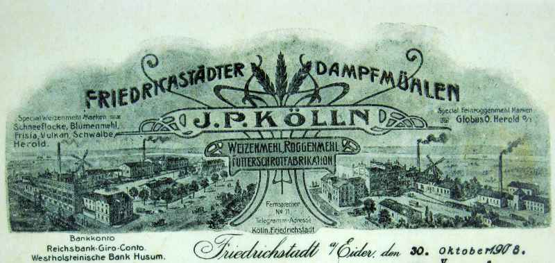 J. P. Kölln, Dampfmühle: Briefkopf