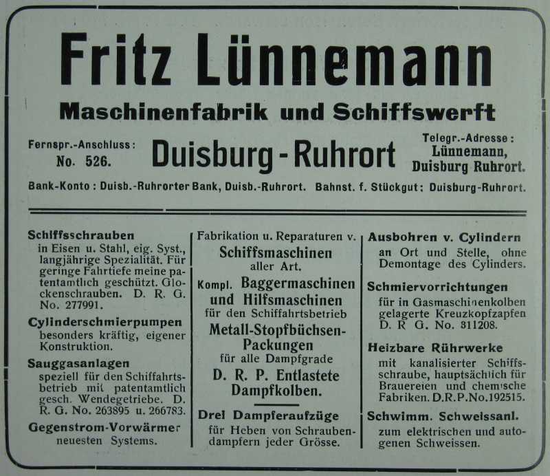 Fritz Lünnemann, Maschinenfabrik und Schiffswerft