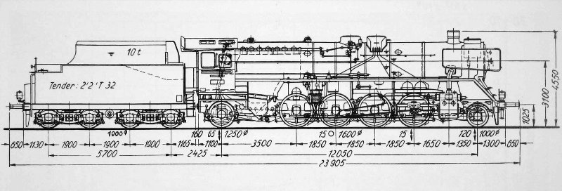 Skizze der Baureihe 41 (DR)
