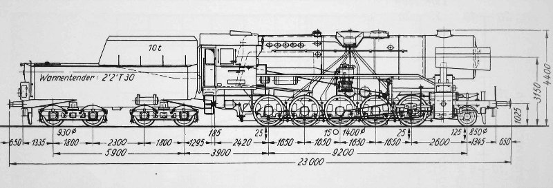 Skizze der Baureihe 42 (DR)