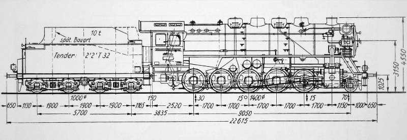 Skizze der Baureihe 43 (DR)