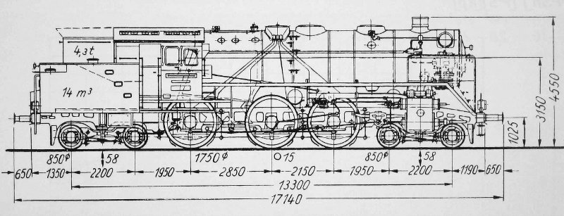 Skizze der Baureihe 62 (DR)
