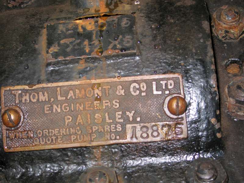 Dampfpumpe: Fabrikschild (Maschinenraum der 