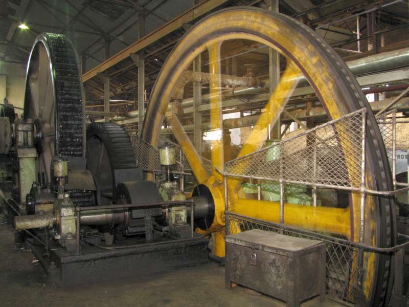 Dampfmaschine: Getriebe und Schwungrad der 3. Mühle