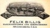 Felix Billig, Maschinenfabrik und Eisengießerei: Anzeige mit Firmenansicht
