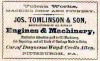 Jos. Tomlinson & Son: Anzeige (1865)